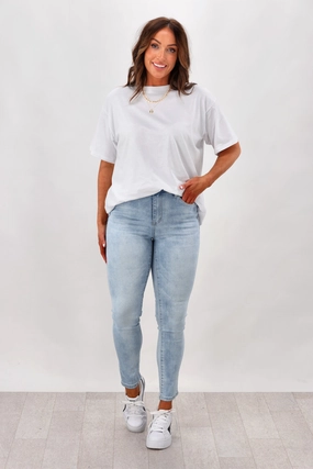 Wakee Denim Narelle Jean Blue Relaxed Style Flexible Fabric