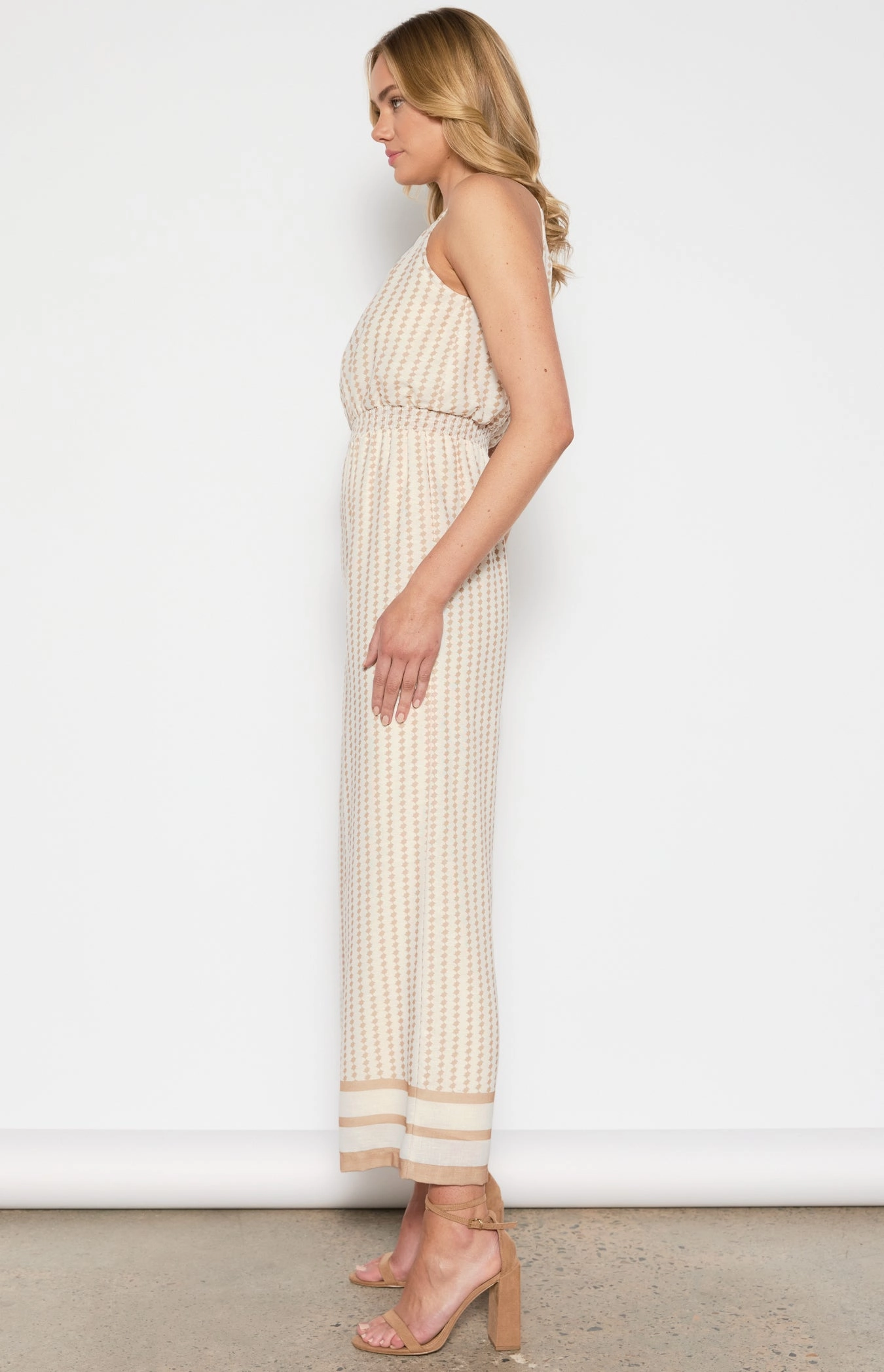 Style State Geo Print Jumpsuit White Thermal Warm Morning Jog Super Soft