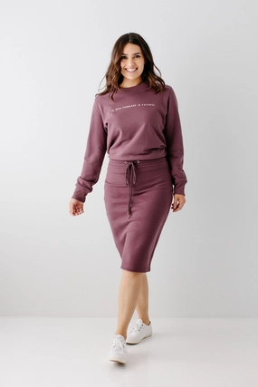 Soft Finish 'Zion' Sweatshirt Skirt in Dusty Plum FINAL SALE