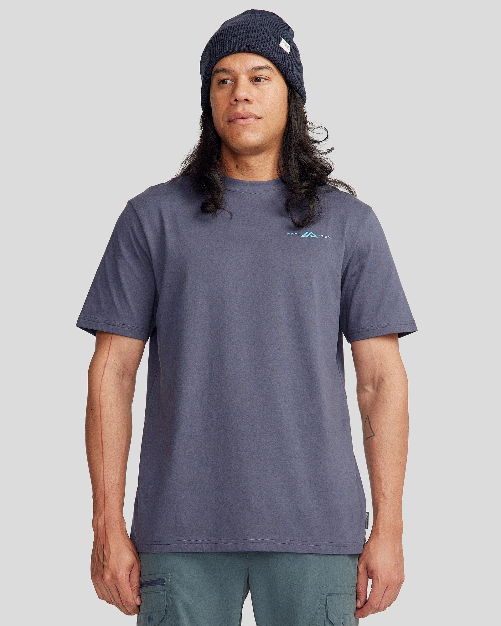 LongLastingDurability DurableWeave Men's Mountain Camo Organic Cotton T-shirt - Mid Navy