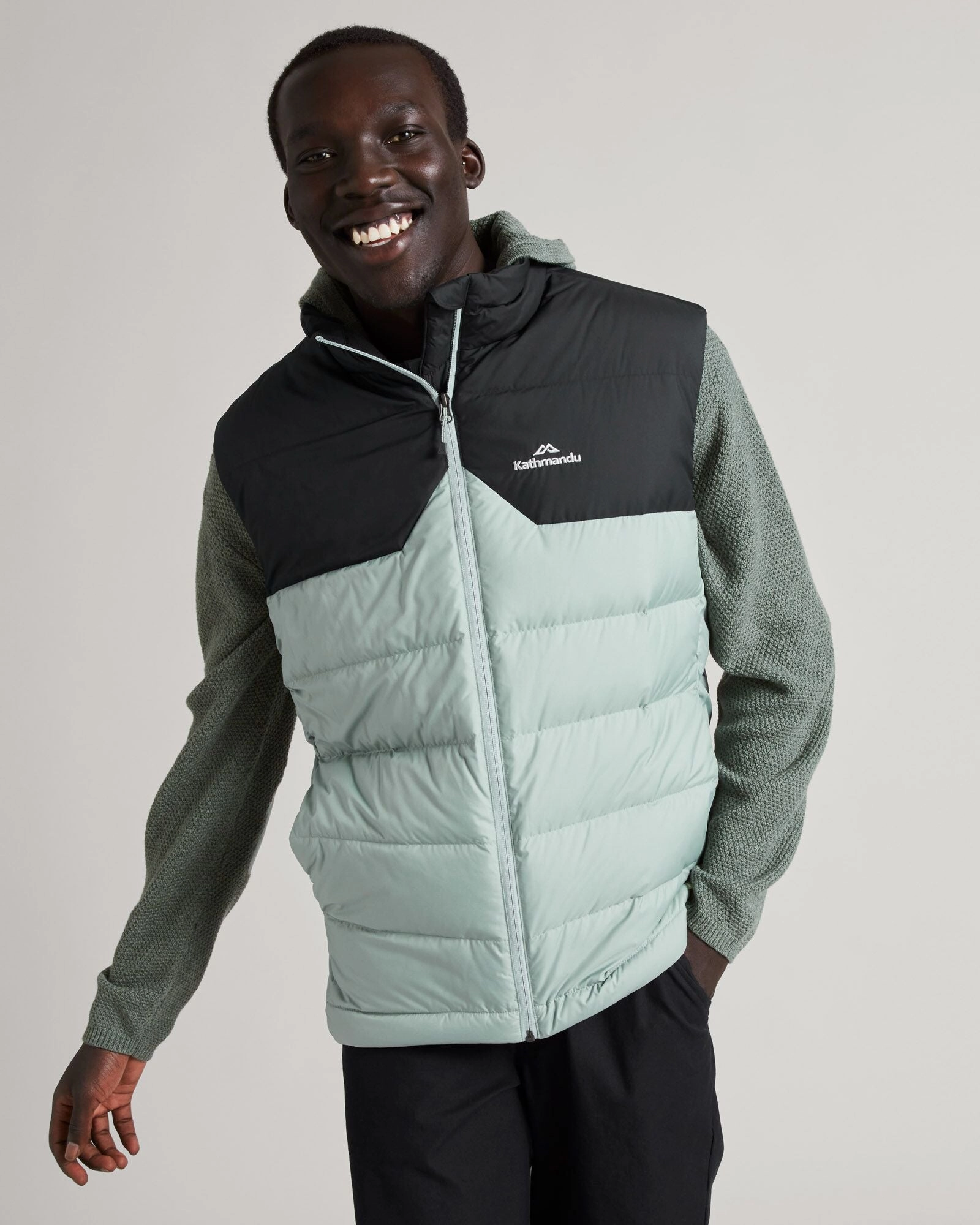 Men's Epiq Down Vest - Gum Tree/Black Dynamic Compression Fit Moisture Managing Layer