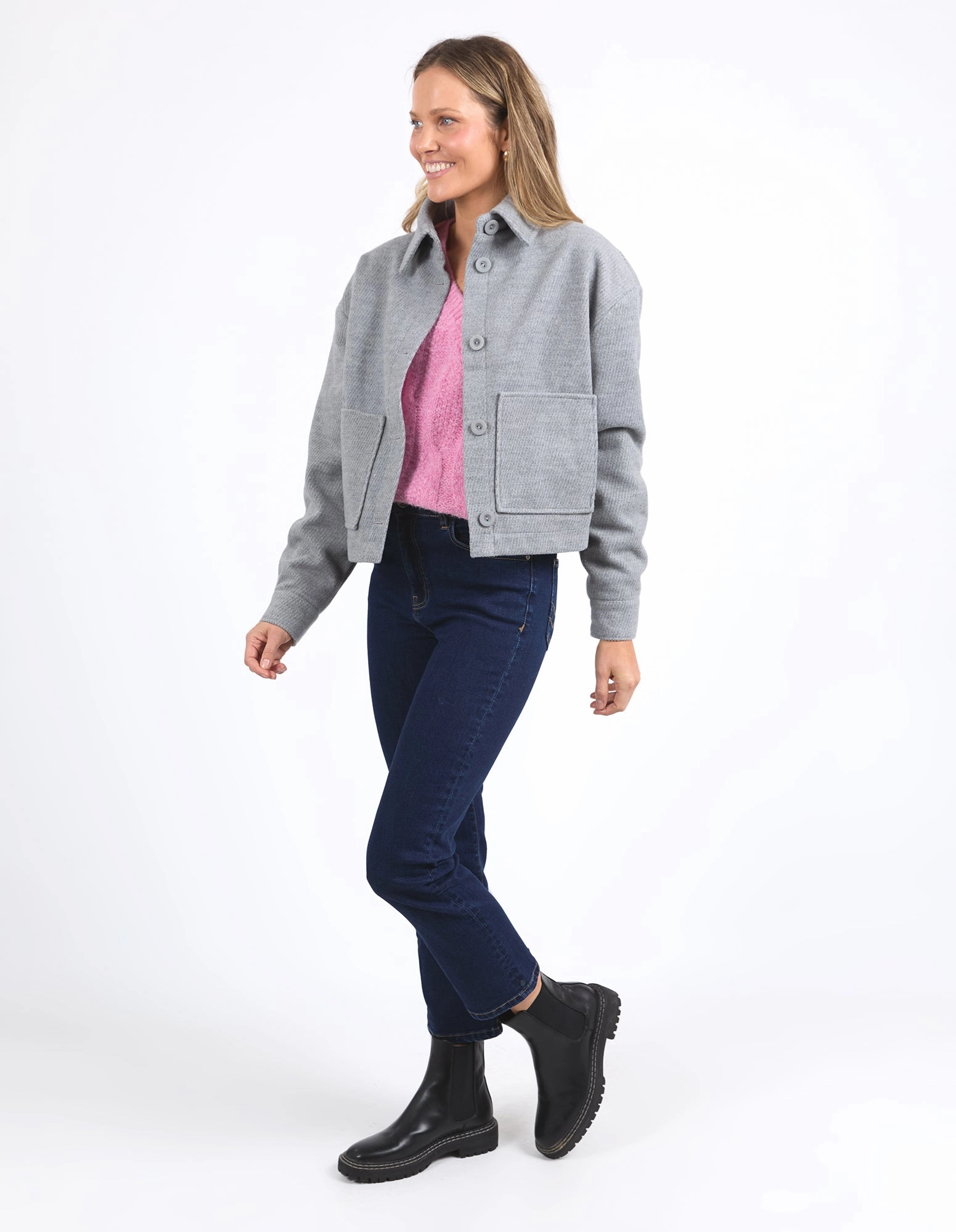 Elm Beck Jacket Grey Marle Adjustable Hem Lock System