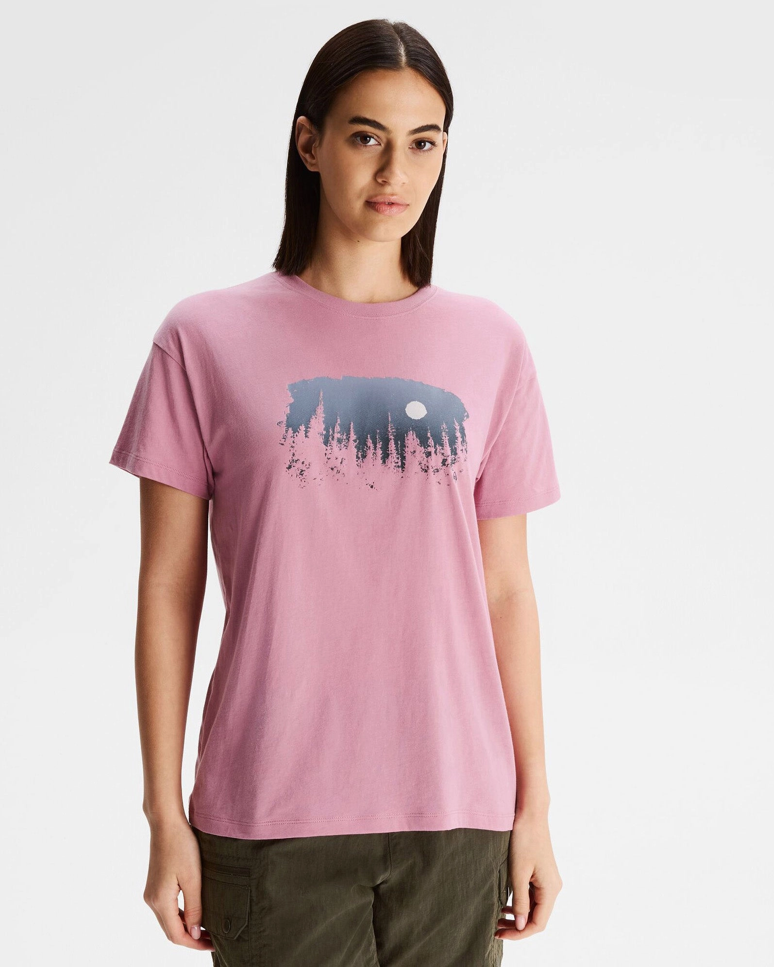 Women's Tree Line Organic Cotton T-shirt - Orchid FadeResistant Finish AntiStatic Coating