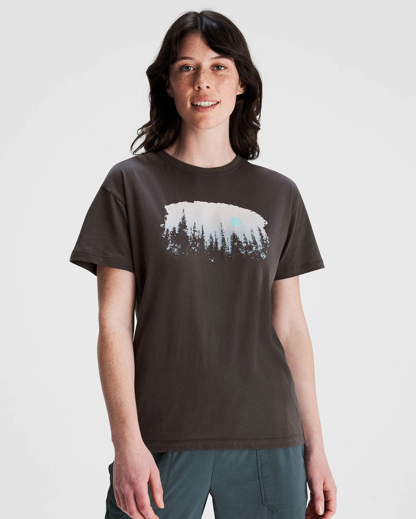 Women's Tree Line Organic Cotton T-shirt - Shale YarnDyeStripe