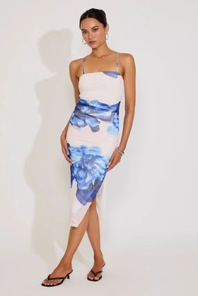 Texture Play FLORAL CAMI STRAP X BACK RUCHED MAXI DRESS
