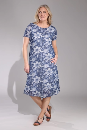 Polished Edge Floral Summer Dress | Blue Sky Garden | 6274C1