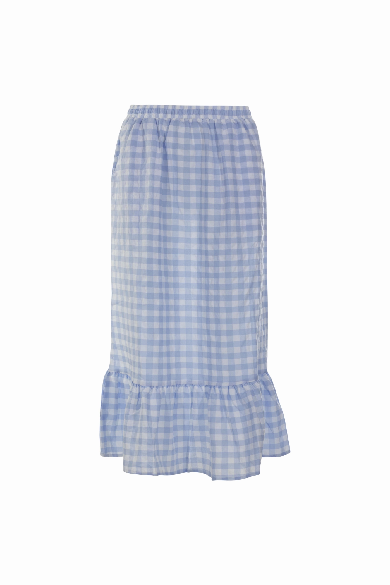 Comfort Wear Gingham Skirt with hem frill | Sky/White Big Check | 4077AR