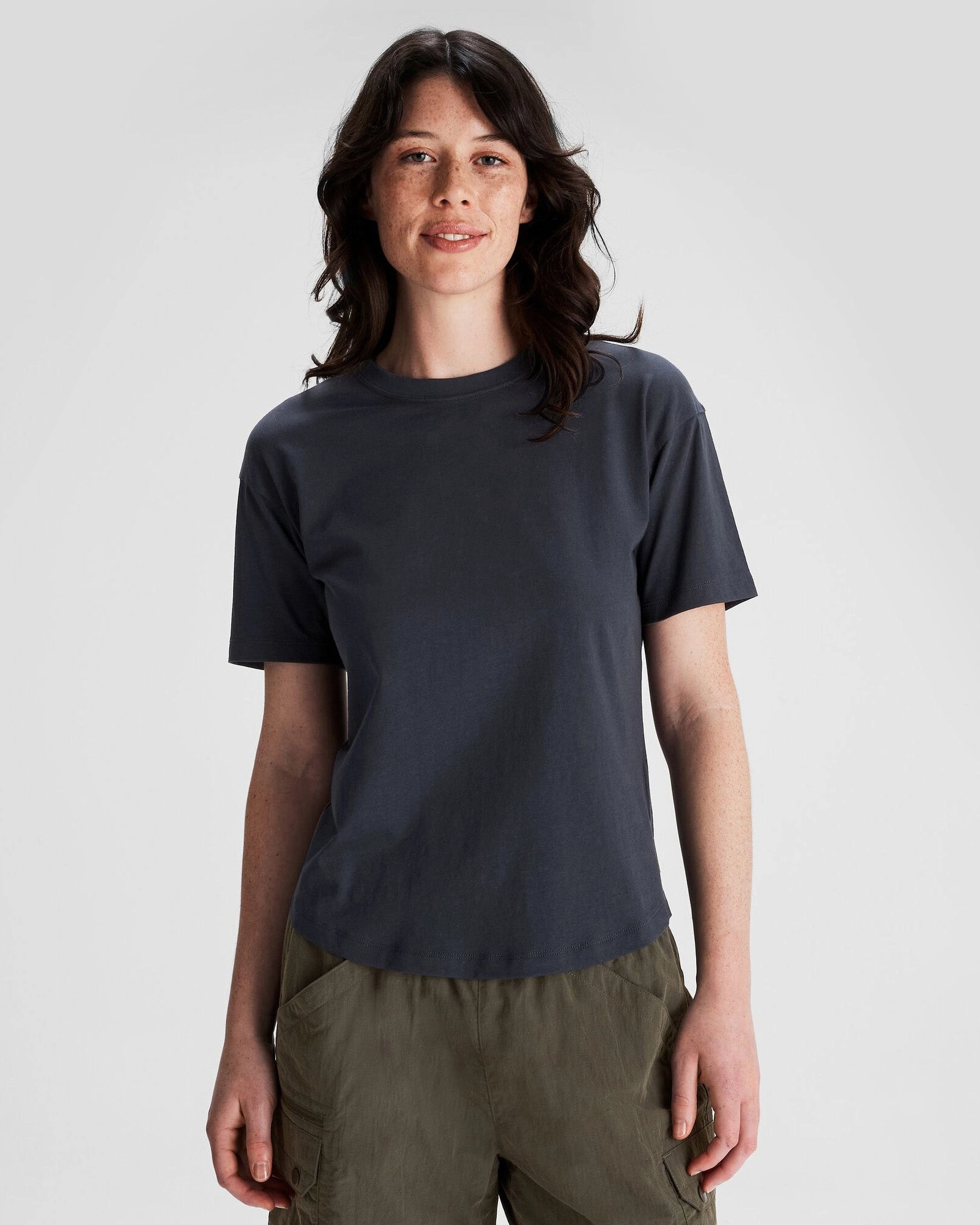 Women's Solid Organic Cotton T-Shirt - Pure Navy Non Restrictive Cut