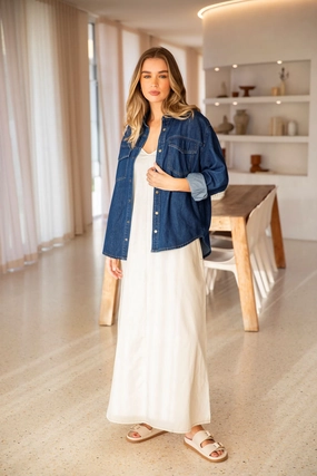 Climate Adaptive Design Foxwood Daisy Overshirt Dark Blue Denim