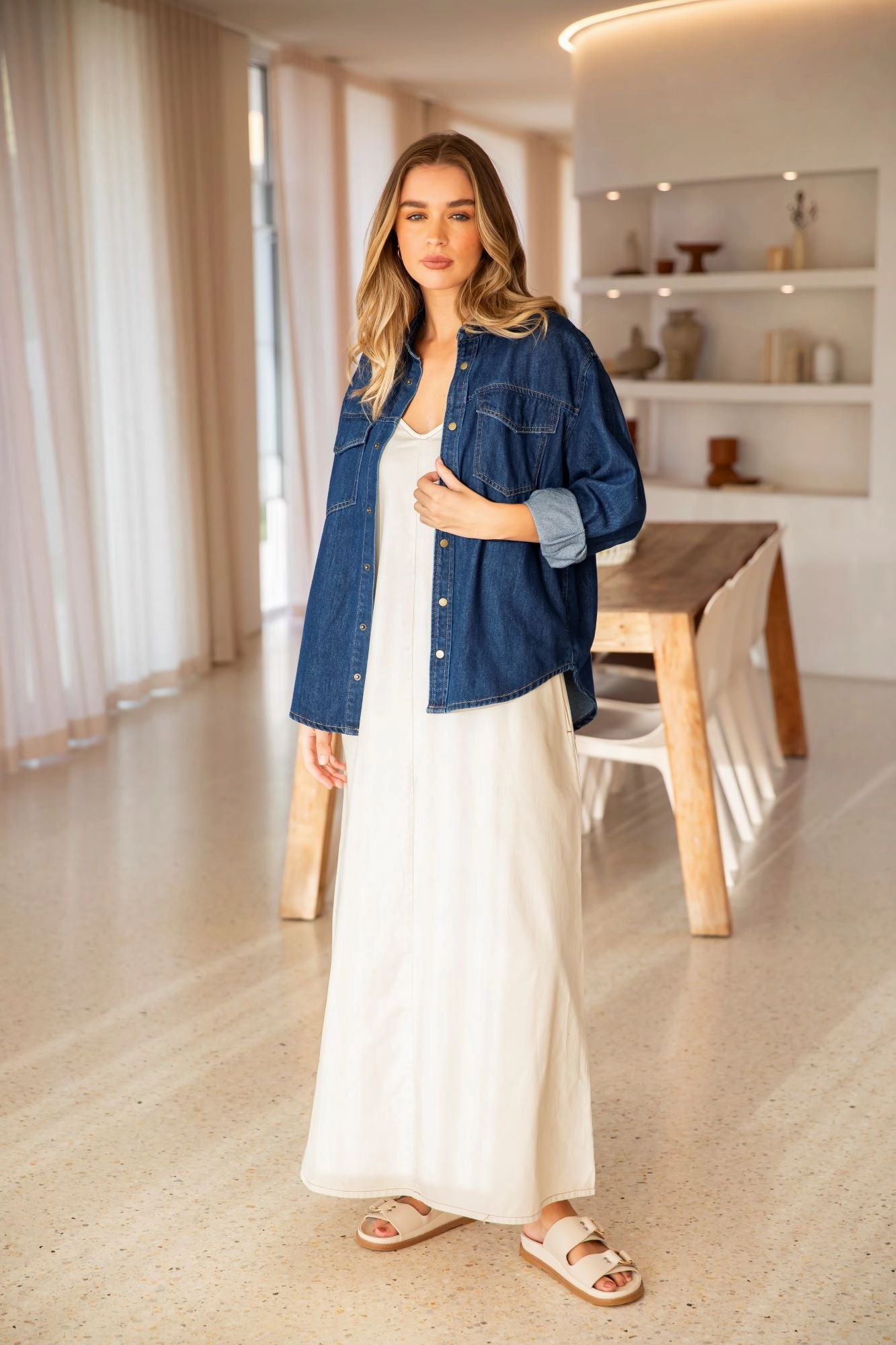 Climate Adaptive Design Foxwood Daisy Overshirt Dark Blue Denim