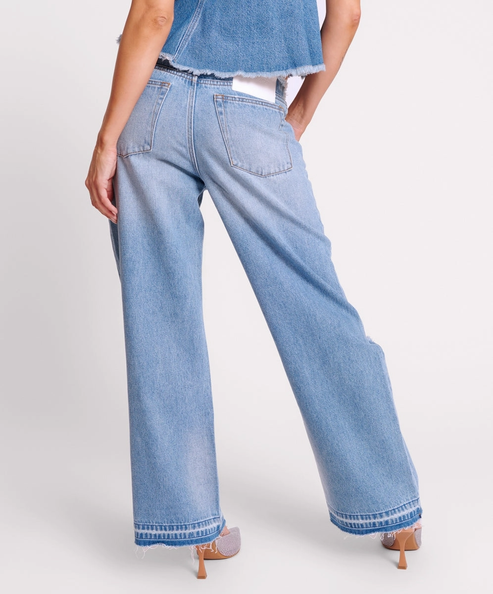 Body Shaping Budget Friendly Active Mood One Teaspoon Lowriders Low Waist Wide Leg Jeans Bolt Blue