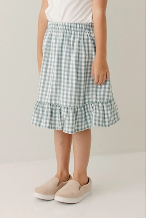 'Tessa' Girl Tiered Knee Length Skirt Abstract Motif All Day