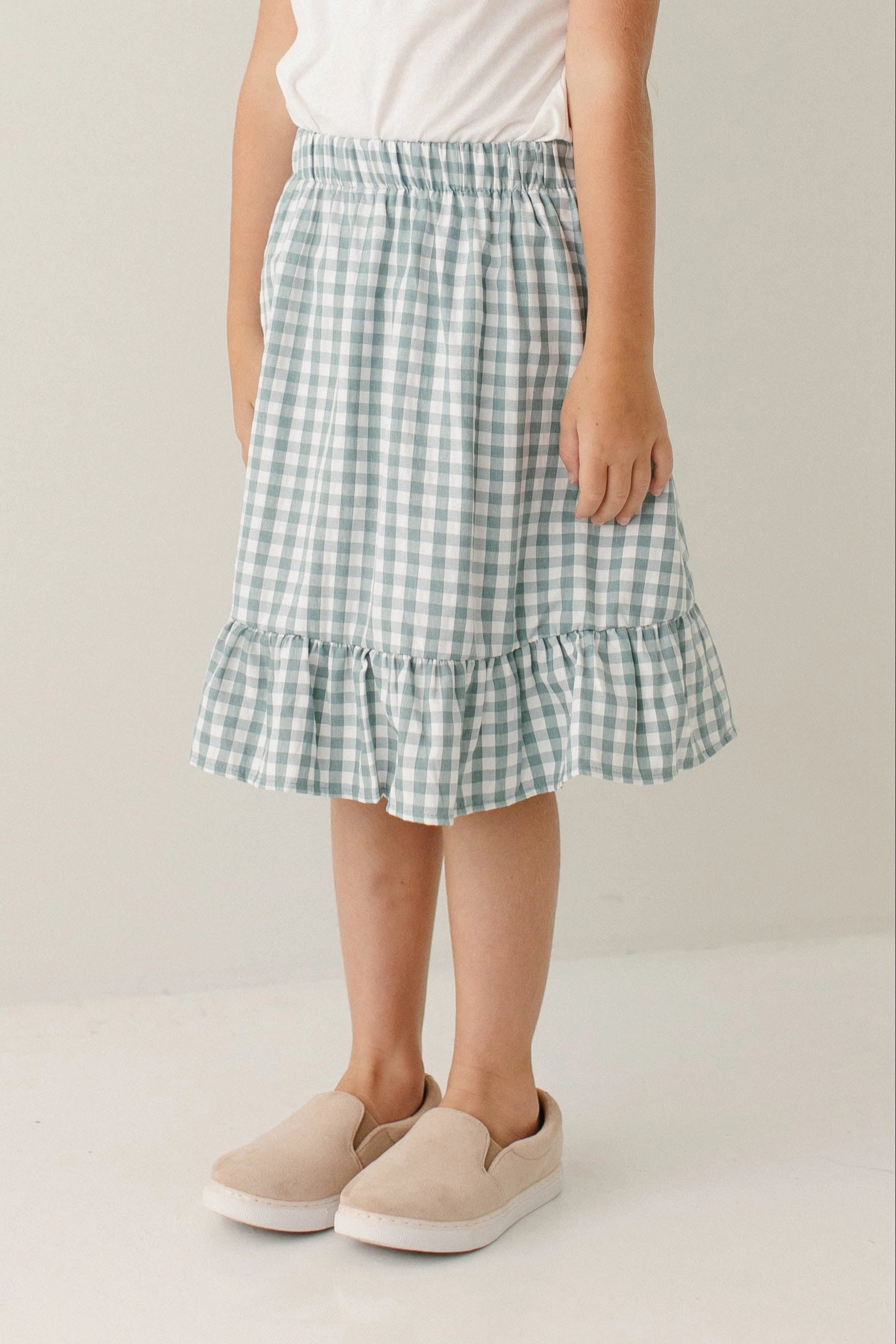 'Tessa' Girl Tiered Knee Length Skirt Abstract Motif All Day