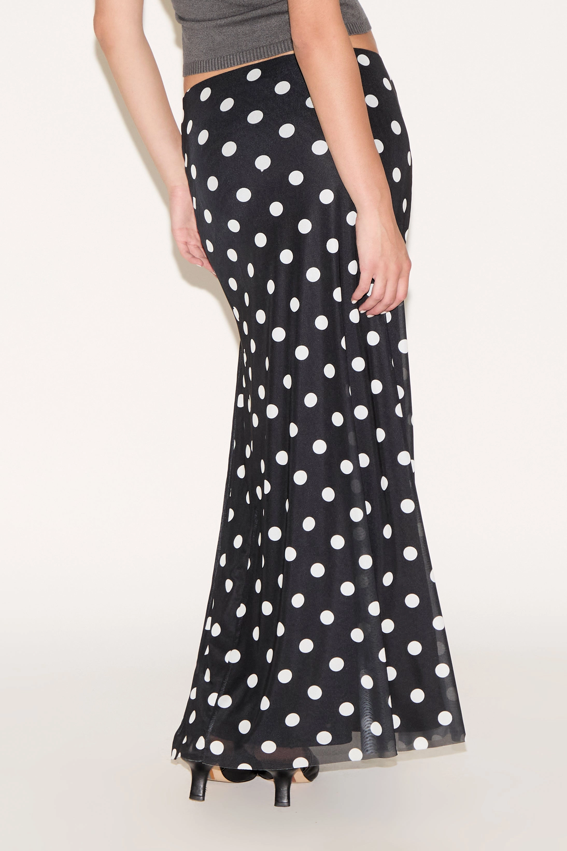 Style Essential POLKA DOT PRINT MAXI SKIRT WITH SIDE SLIT