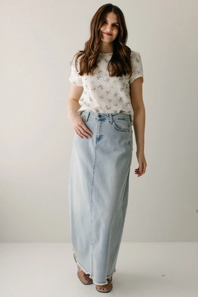 'Riley' Light Denim Ankle Length Skirt FINAL SALE Bold Finish