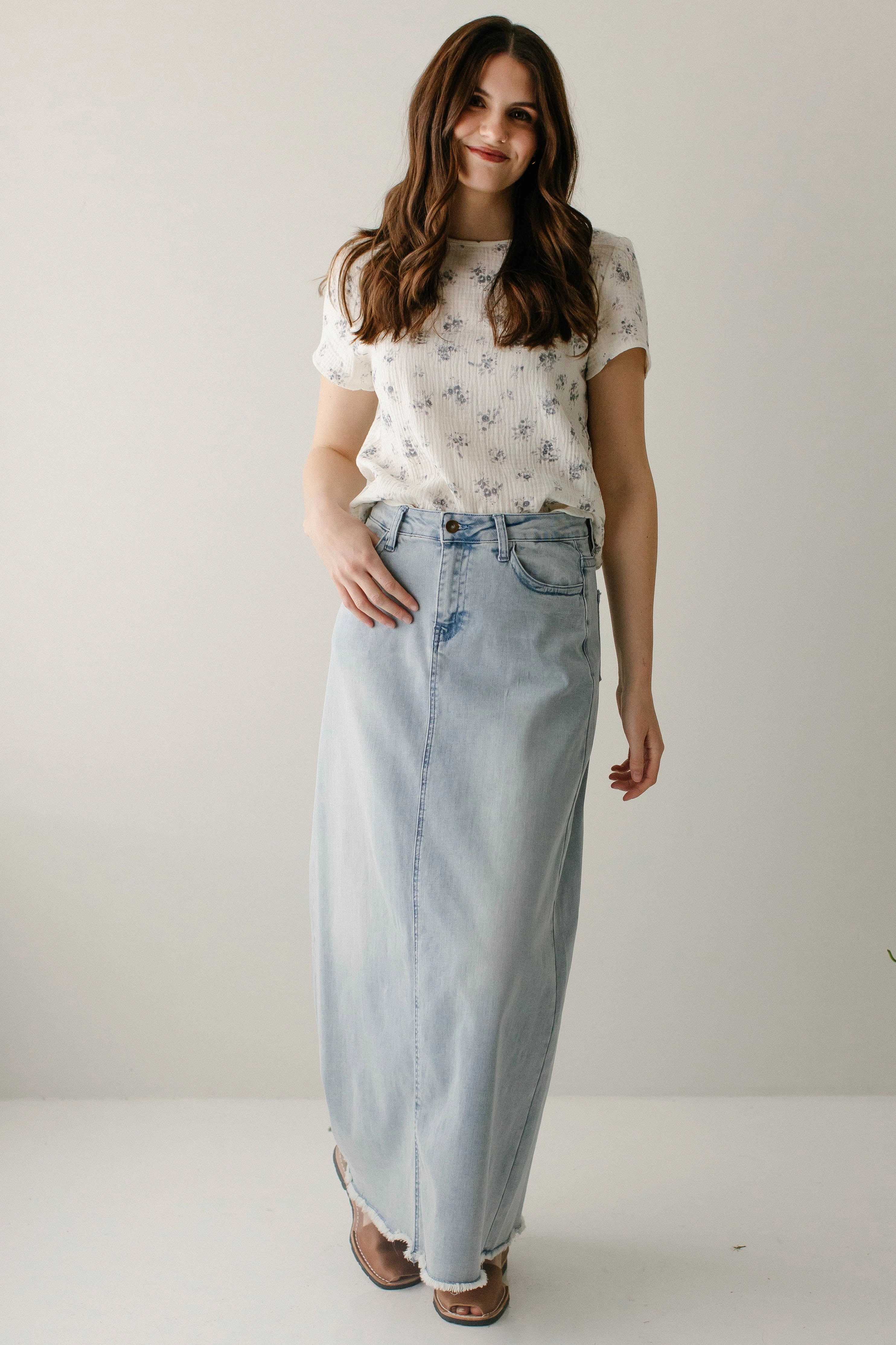 'Riley' Light Denim Ankle Length Skirt FINAL SALE Elegant Feel