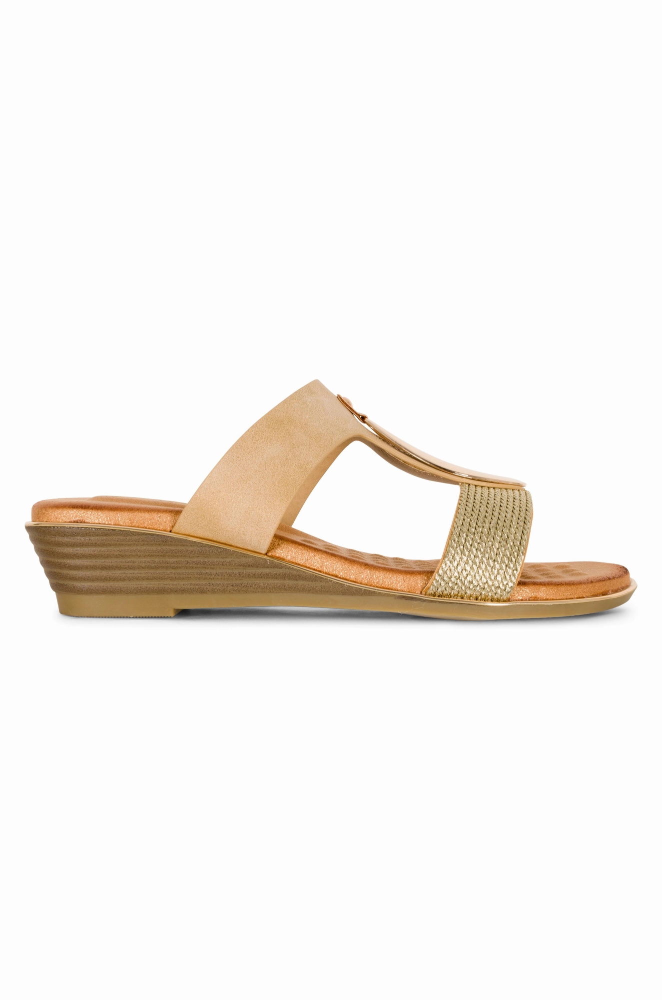Slip on low wedge Lunar Sandal | BEIGE | PORTO AB Lightweight Design