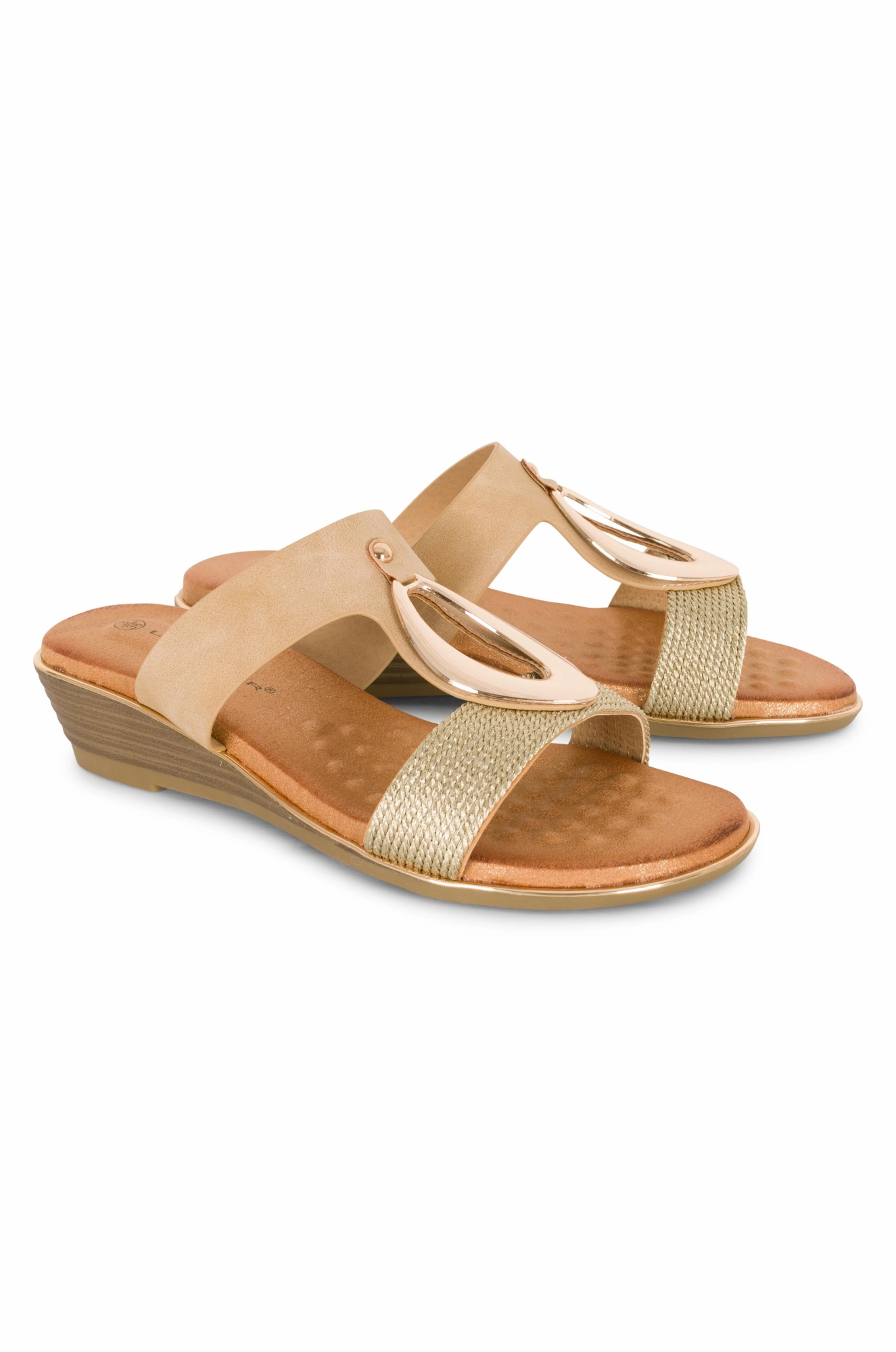 Camp Day Slip on low wedge Lunar Sandal | BEIGE | PORTO AB