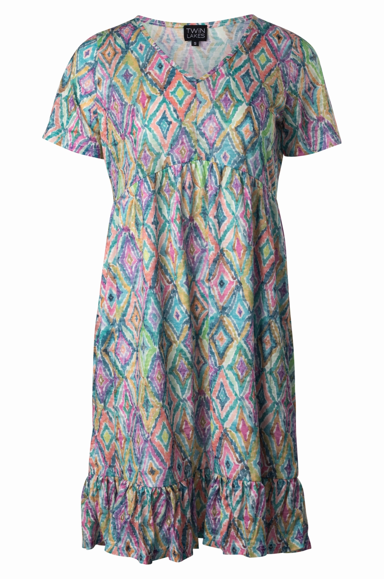 Frill hem Burnout Dress | Multi Diamonds | 6057A1 Smooth Surface Essential Style