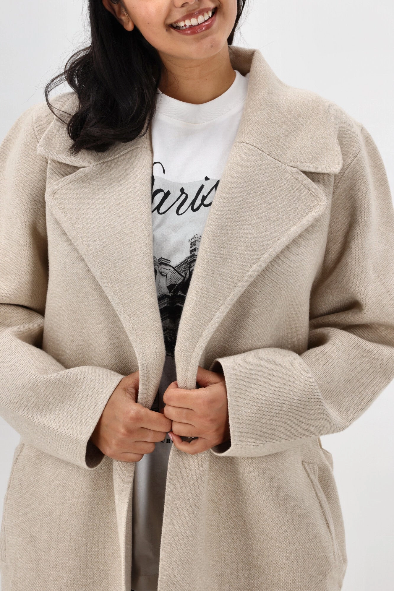 Betty Basics Cosette Coatigan Oat Flexible Elbow Patches