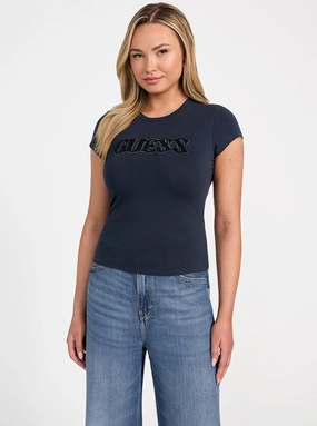 Eco Blackened Blue Pony Hair Logo T-Shirt Thermal regulation