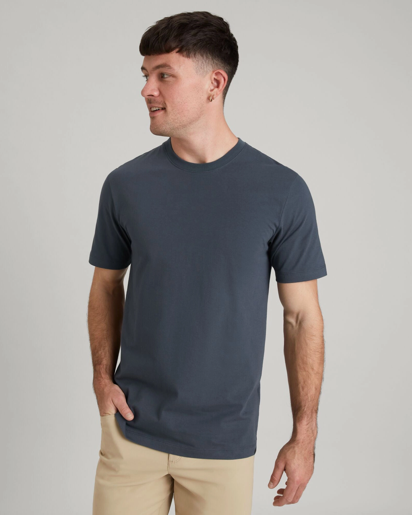 KMD Solid Men's Short Sleeve T-shirt - Night StainRepellentCoating Structured Shoulder