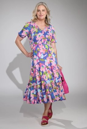 Layered Style Versatile party outfit Maxi Dress | Lavender Bouquet | 3354C1