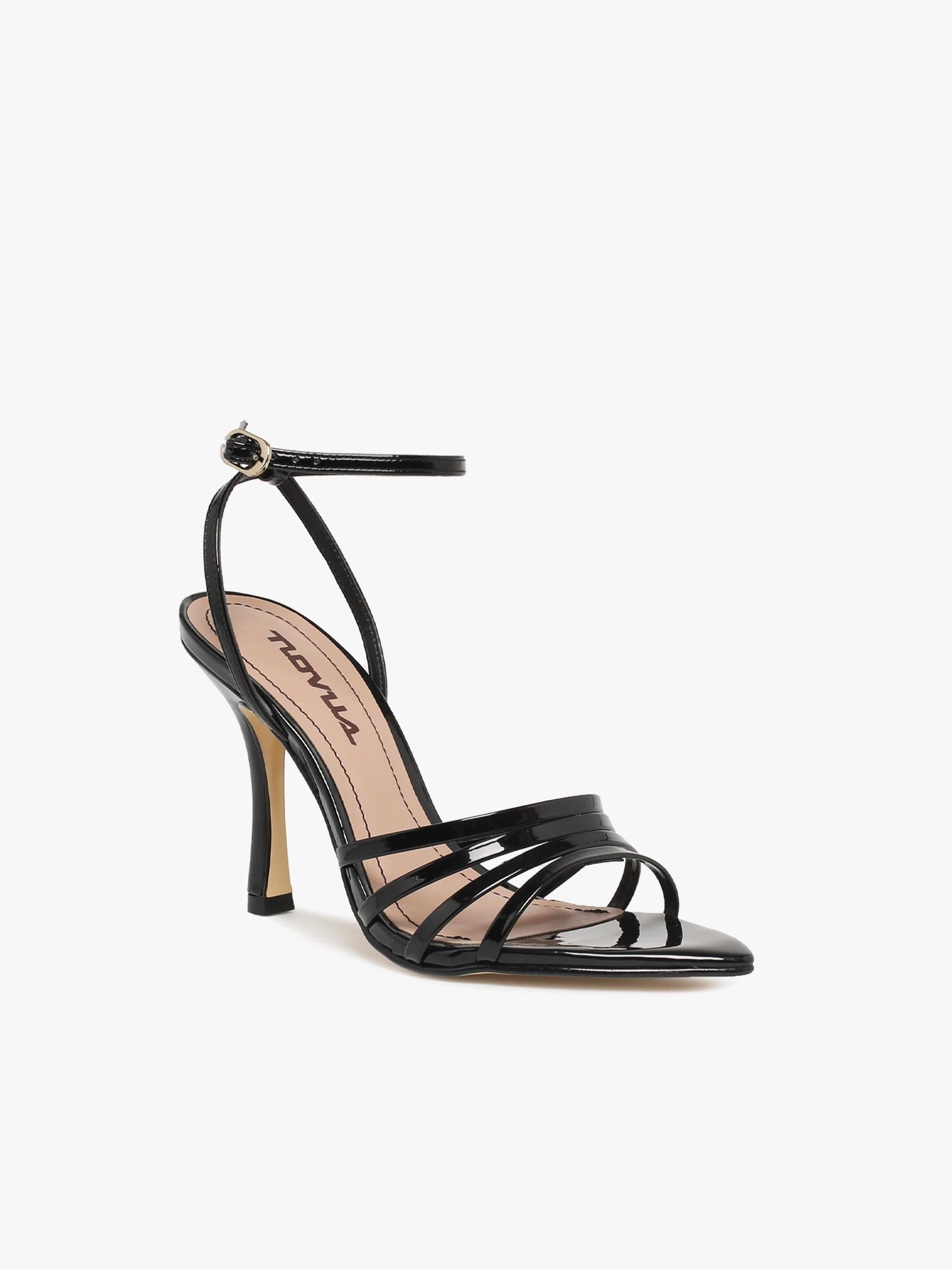 Bold Open Toe Heels Geraldine Preto Verniz