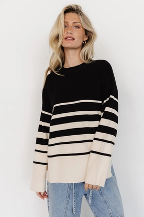 Smart Look Comfy Fit Glasbury Sweater | Black   Ivory