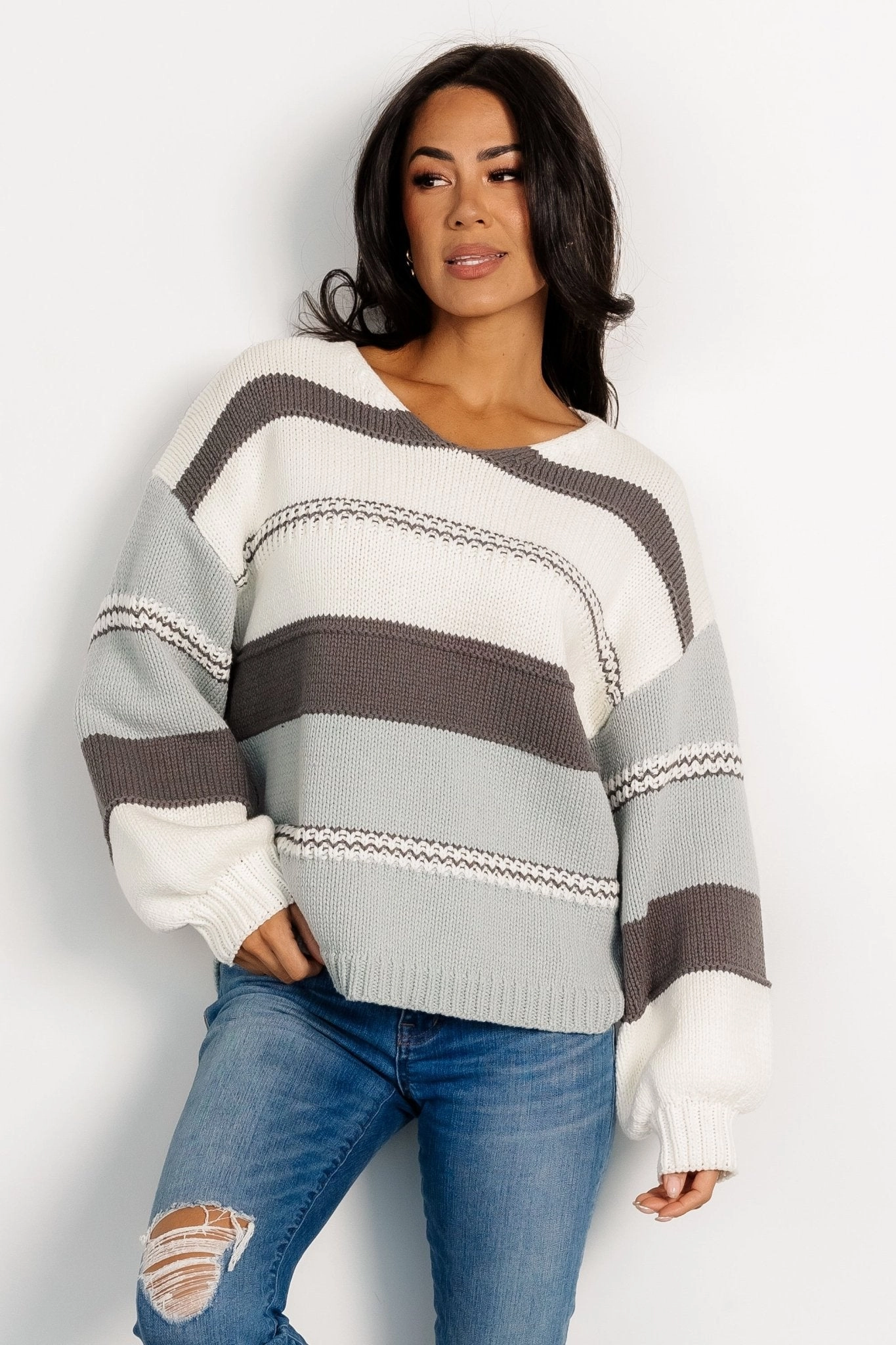 All-Day Wear Glasgow Knit Sweater | Ivory Stripe