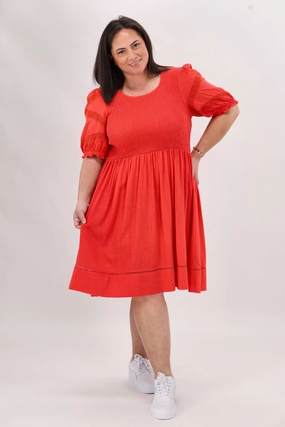 Smart Layers Gloss by Shine On Tennesse Sleeve Detail Dress Coral