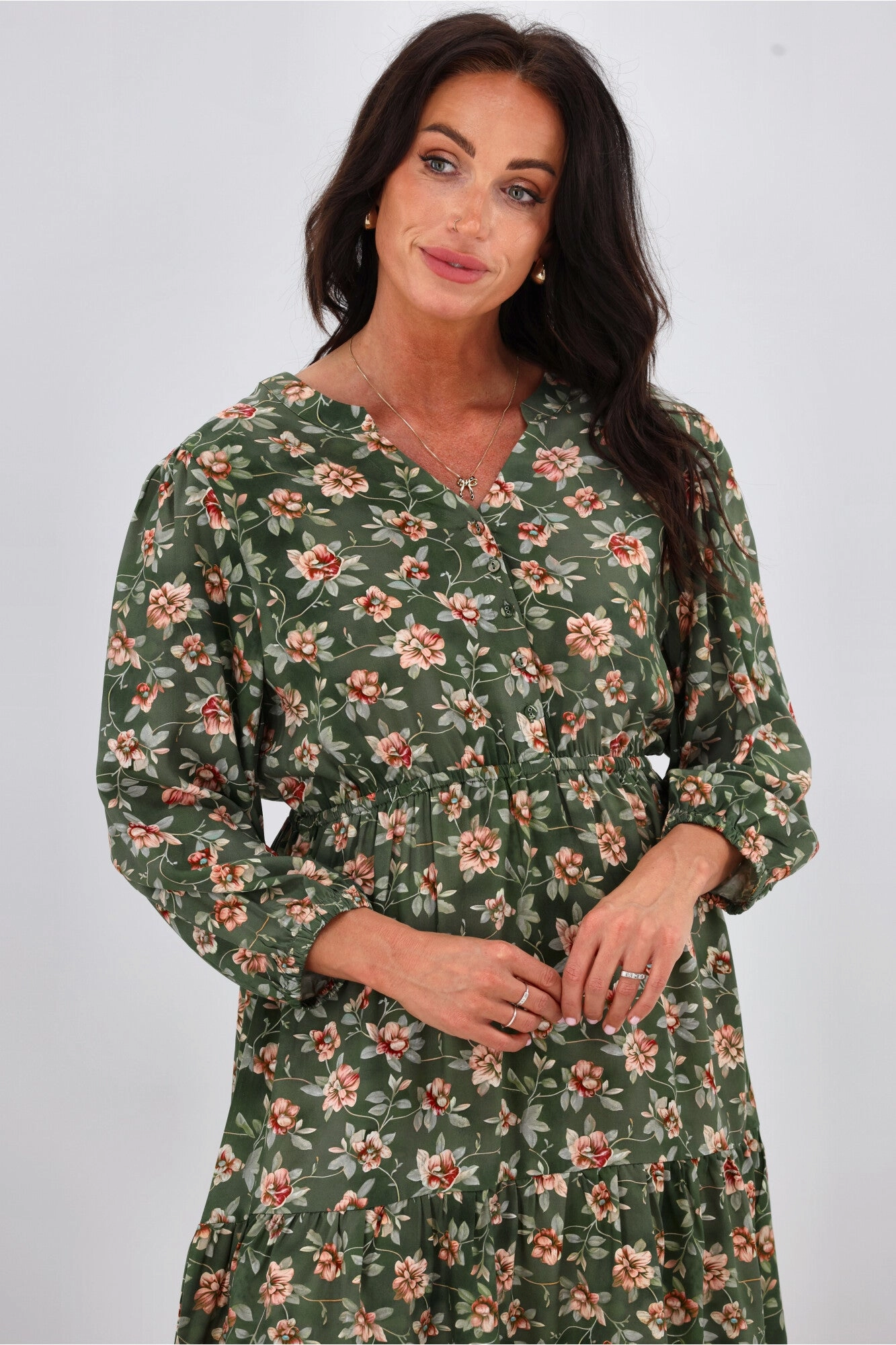 Vintage Vibe Stylish day dress Gloss The Label Anouk Shirred Waist Dress Botanical Floral