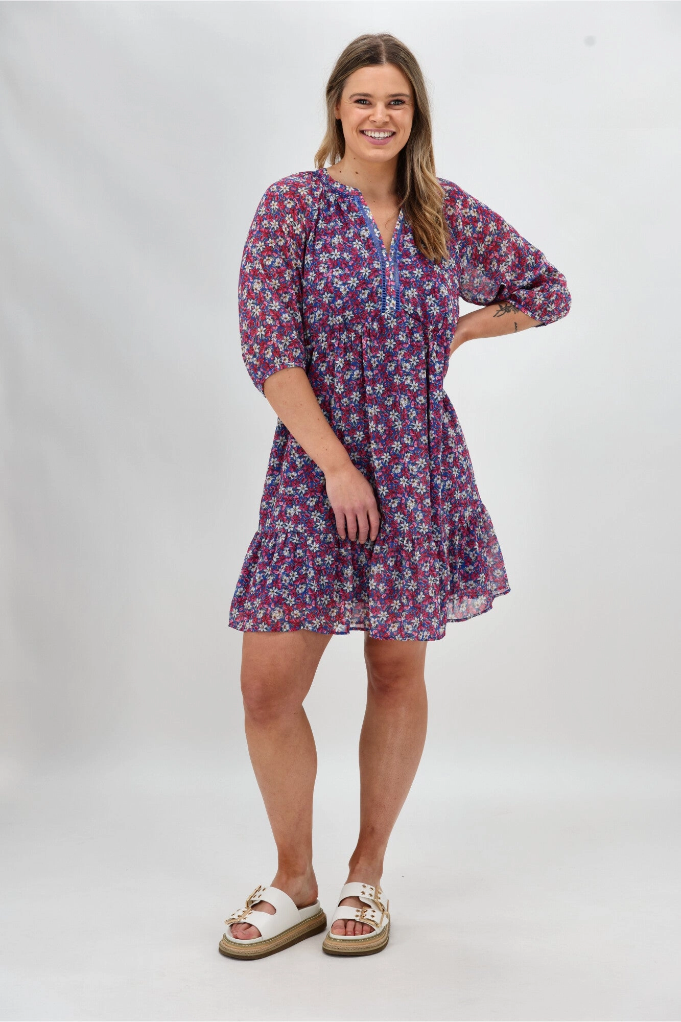 Smart Layers Airy Fabric Gloss The Label On Barter Empire Dress Pink Floral