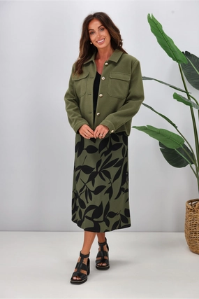 Gloss The Label Riko Cropped Jacket Olive Ski Use