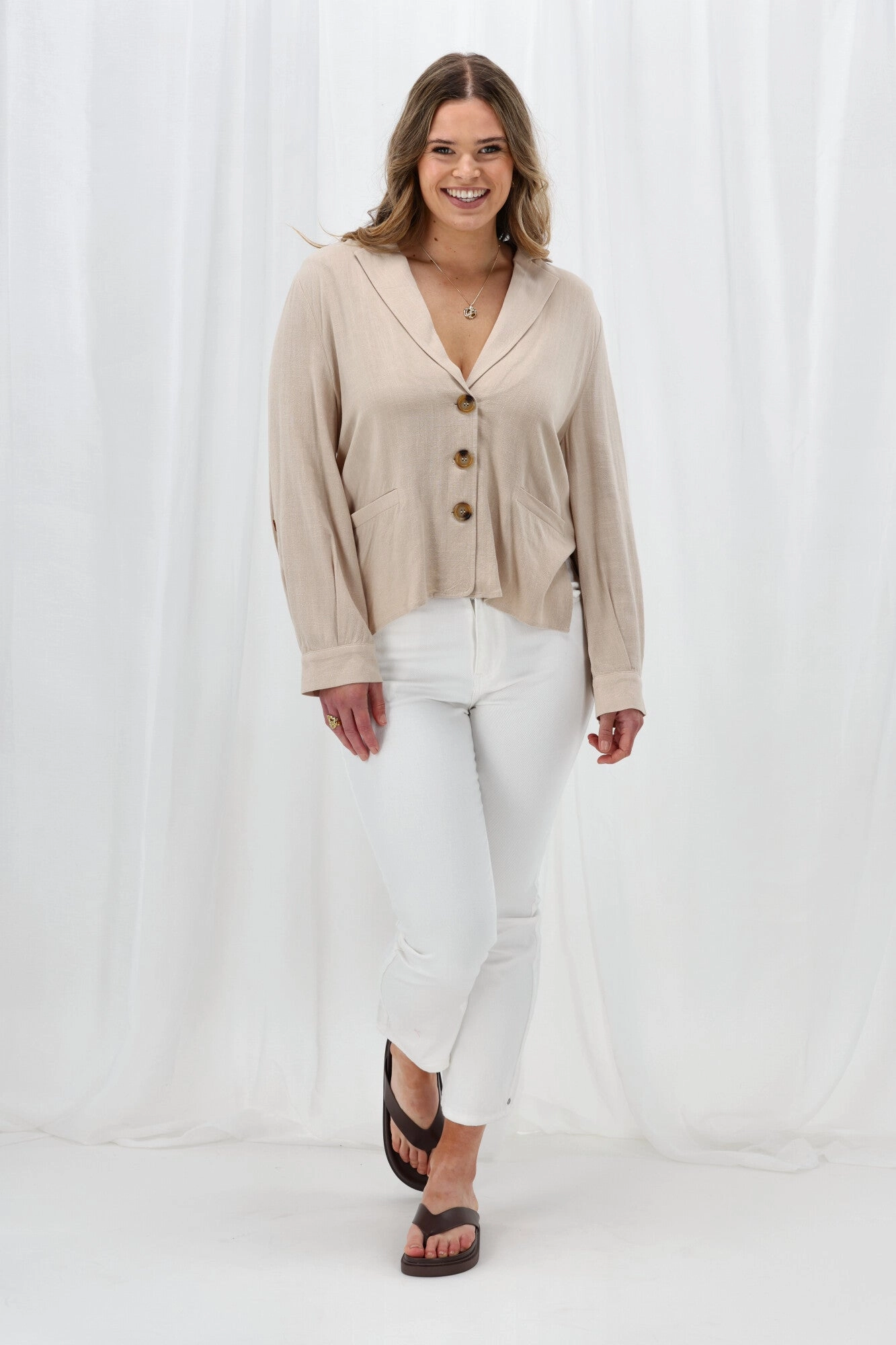 Low Maintenance Fabric Hooded Comfort Fit Gloss The Label Stevie Jacket Natural