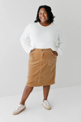 Wool blend 'Autumn' Corduroy Knee Length Skirt
