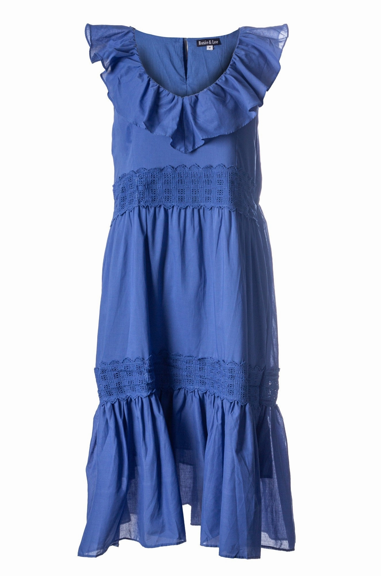 Light Wear Special-Occasion 100% Cotton Voile Dress | MED BLUE | 6423A1