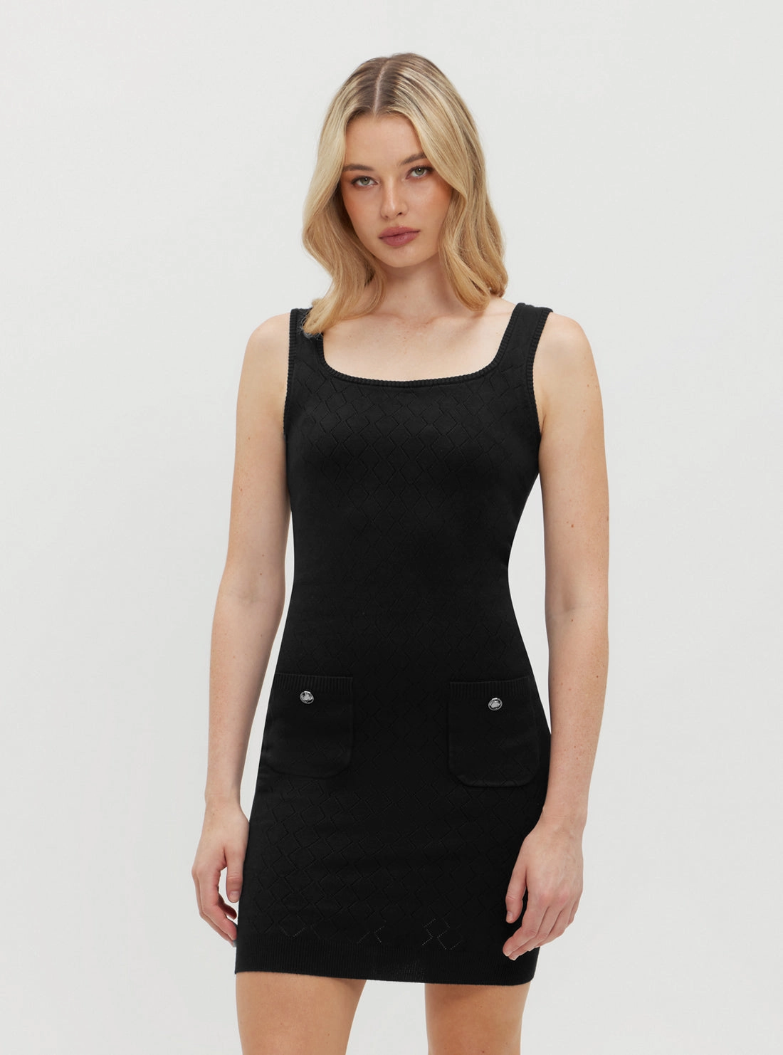 Black Holland Scoop Knit Dress Texture Rich