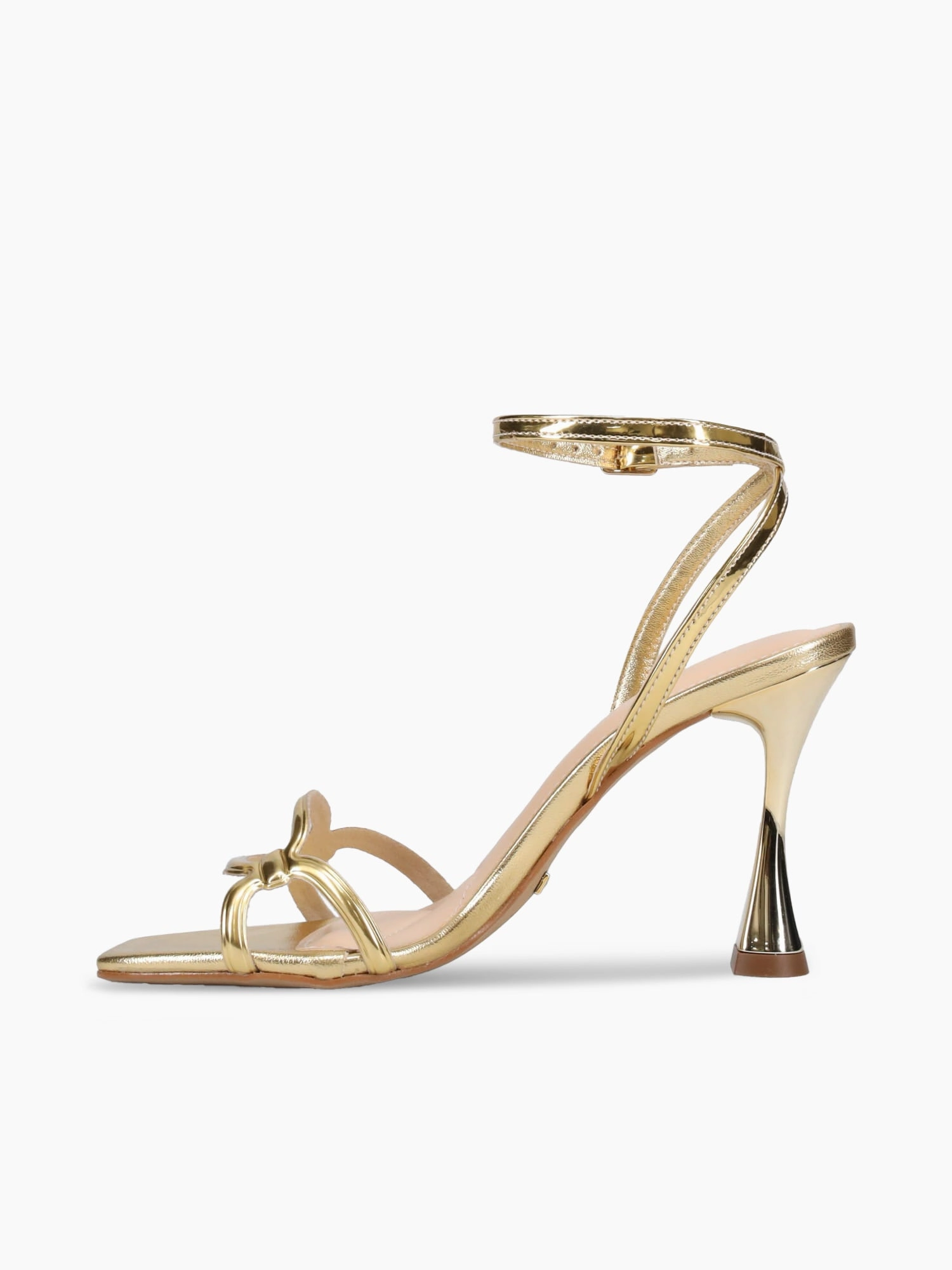 Clarissa Gold Laminado Black Tie Event Heels Retro Sandals