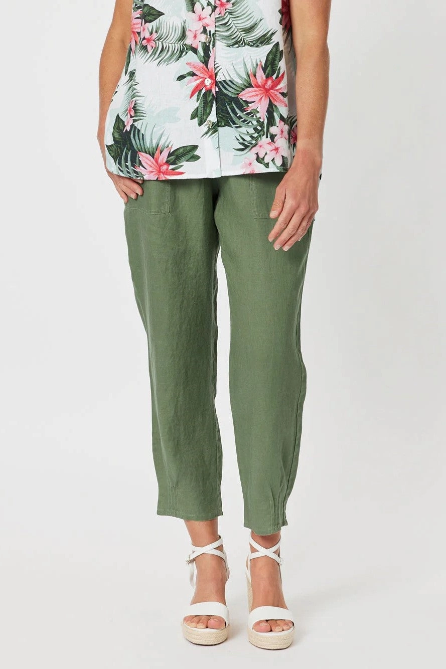 Slim Stretch Slim Waist Gordon Smith Collection - 19393 Sarah Rib Waist Linen Pant