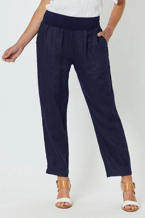Practical Look Lightweight Gordon Smith Collection - 19393 Sarah Rib Waist Linen Pant