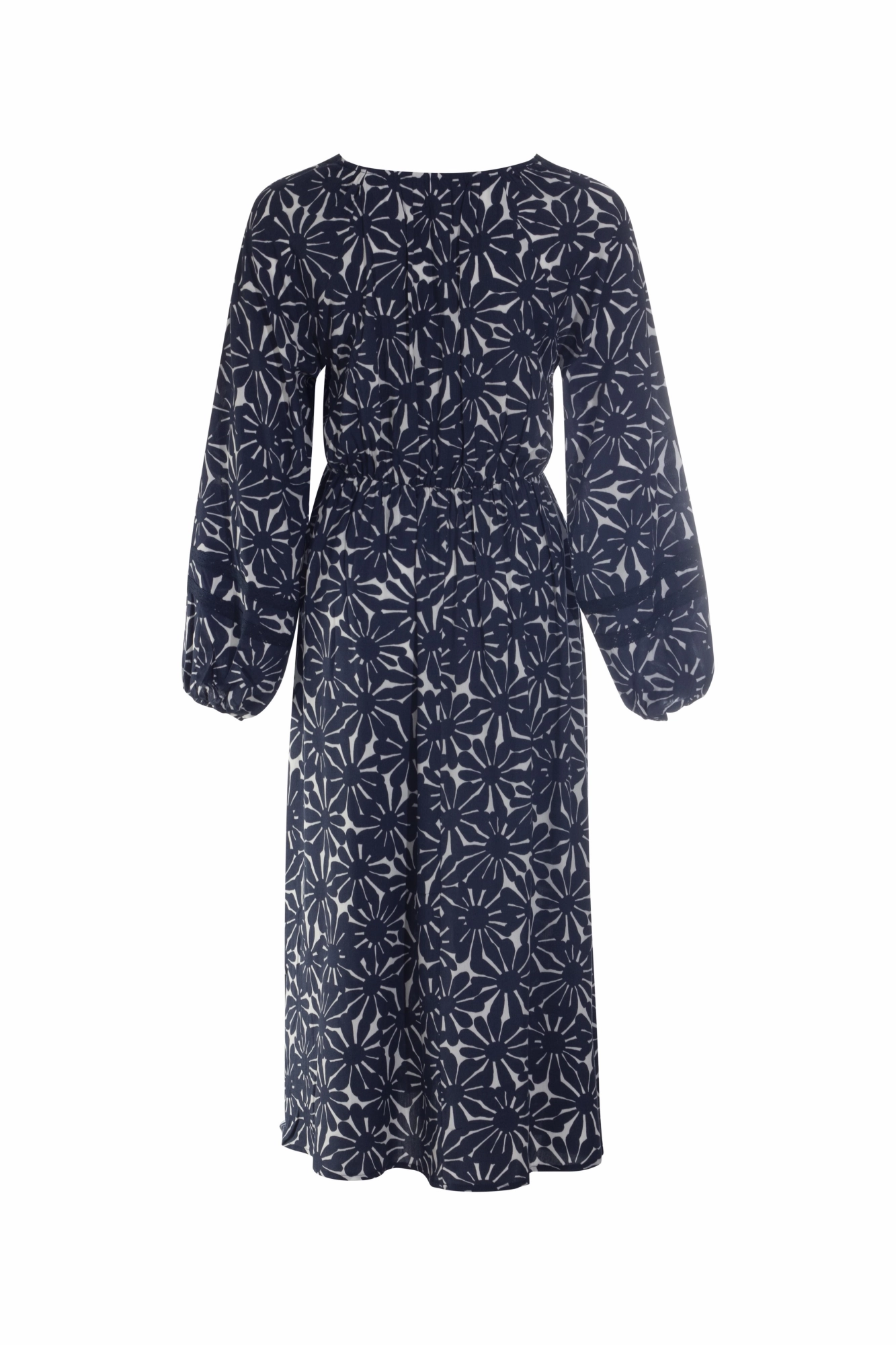 Viscose and Lace trim Dress | NAVY DAISY | 3359AR Chilly Day Layers Modern Waistband