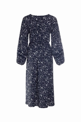 Soft and Smooth Viscose and Lace trim Dress | NAVY DAISY | 3359AR