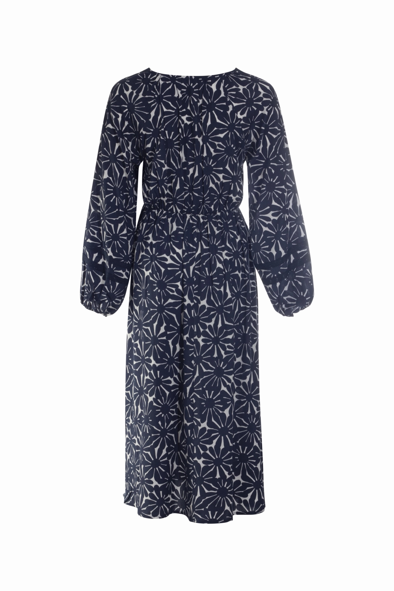 Sleek Draping Viscose and Lace trim Dress | NAVY DAISY | 3359AR