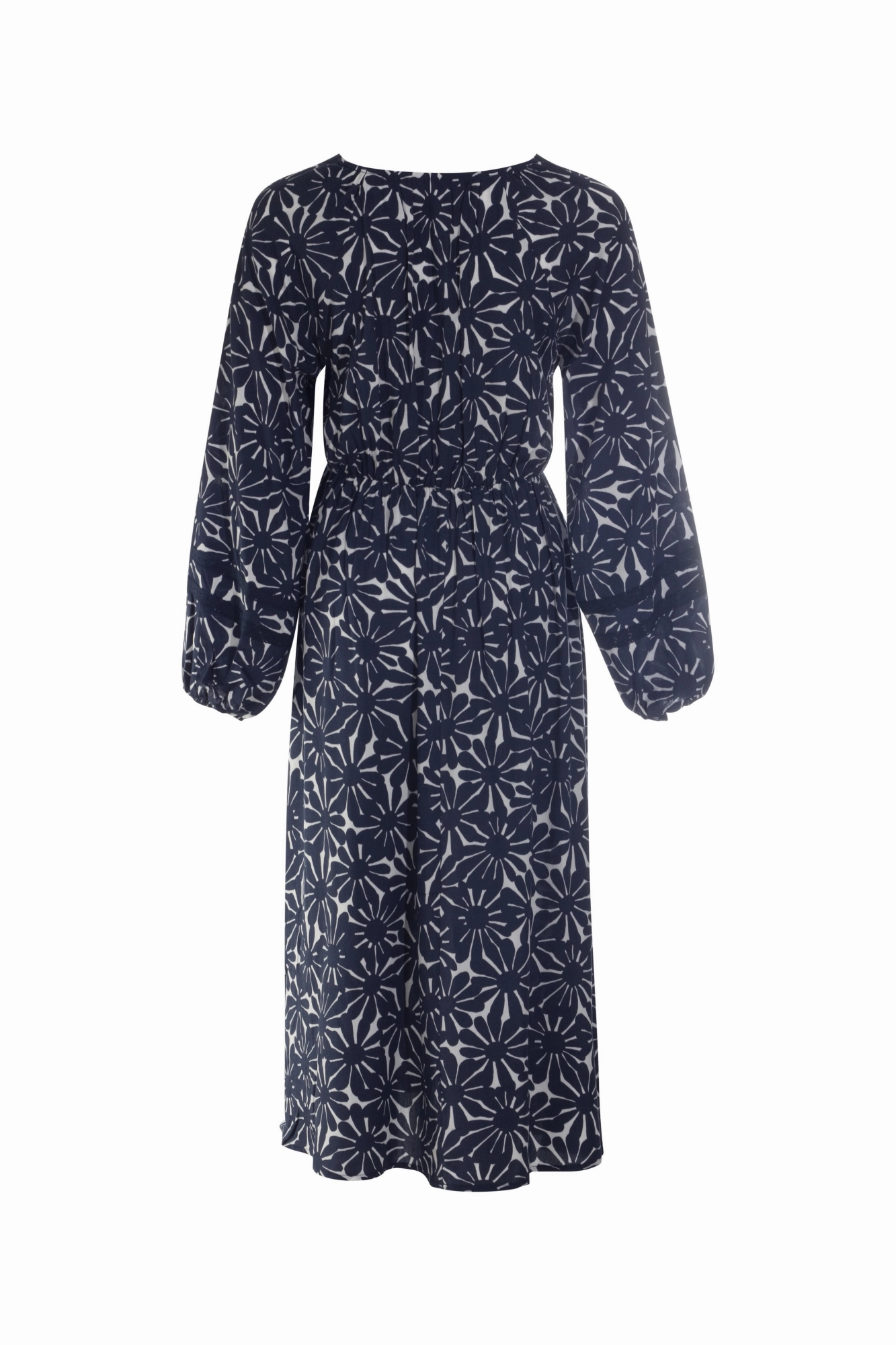 Viscose and Lace trim Dress | NAVY DAISY | 3359AR Lightweight Layer Color Soft