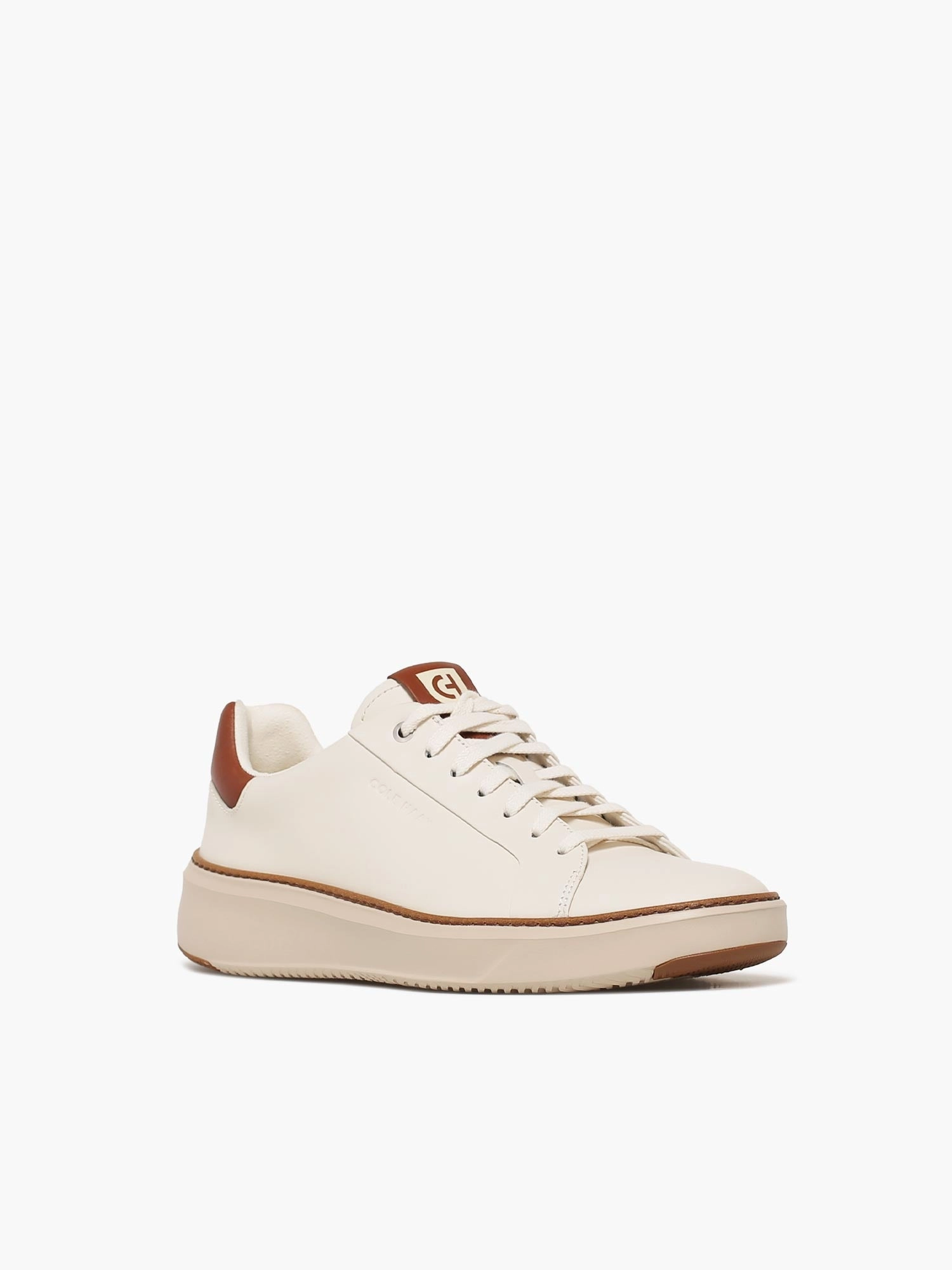 Grandpro Topspinsneaker Ivory Carame lea Smooth Motion