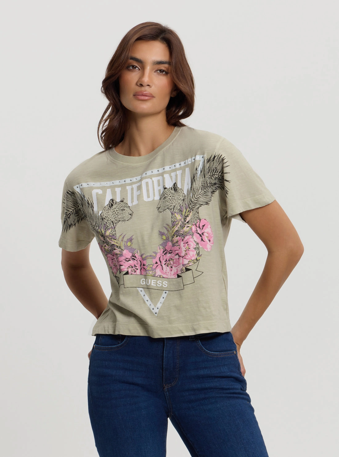 Organic Cotton Fiber Green California Print T-Shirt