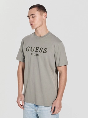 CollapsibleFrame Airflow Mesh Panel Green Guess Box Logo T-Shirt