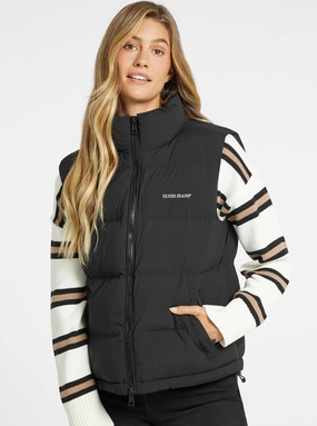 Recycled Material Blend Anti Pill Technology Guess Jeans Black Puffer Vest
