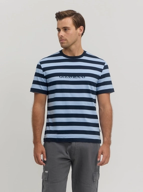 Guess Jeans Blue Striped T-Shirt Simple Dress